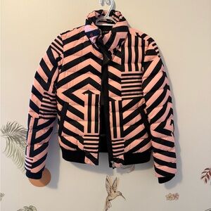 Perfect Moment Pink and Black Geometric Puffer Jacket Small